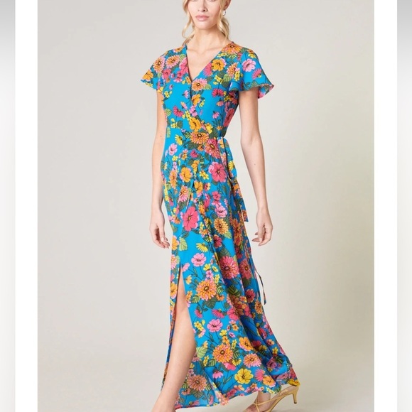 SUGARLIPS Twiggy Floral Lunar Maxi Wrap Dress Sz Small BOHO Flirty NWT - Picture 5 of 8